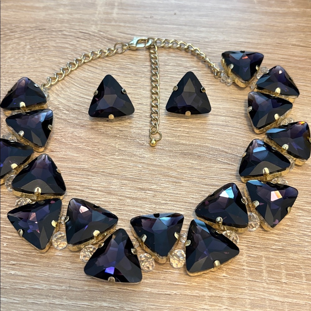 Brilove art deco, chunky style statement, necklace, and matching earrings